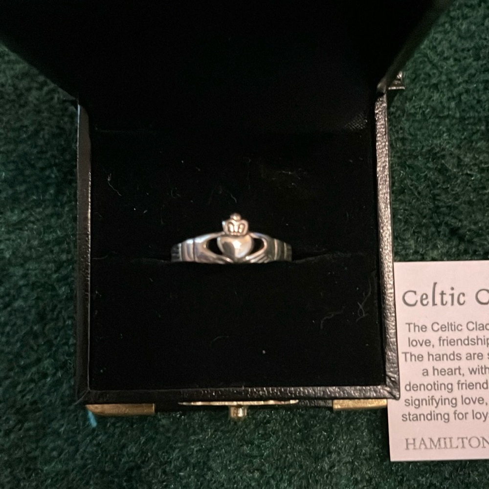 Sterling Silver ring, Celtic Cladagh style - Hamilton & Young in Edinburgh.
